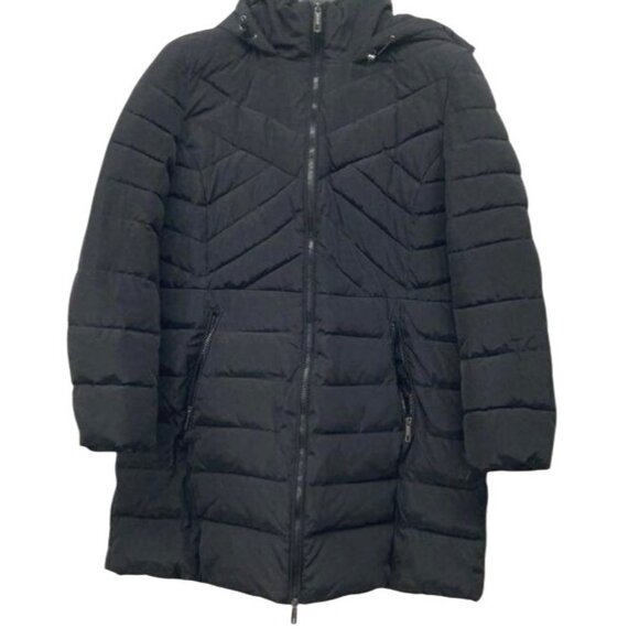 Kenneth Cole Reaction Black Quilted Puffer Coat With Hood Womens XL - Picture 1 of 5